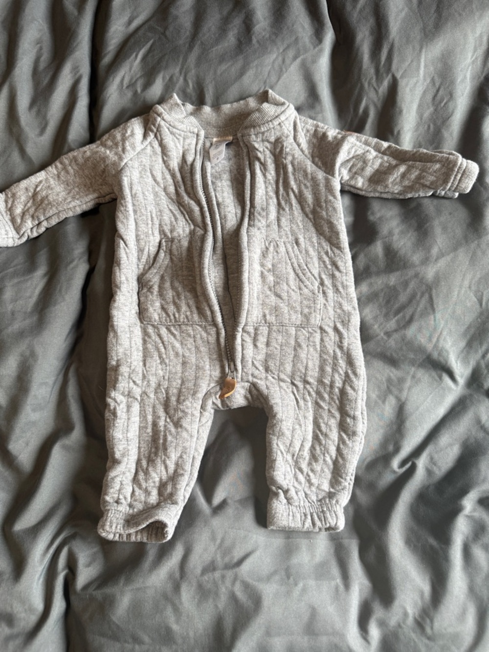Carter's Quilted Light Gray Baby Footie One-Piece